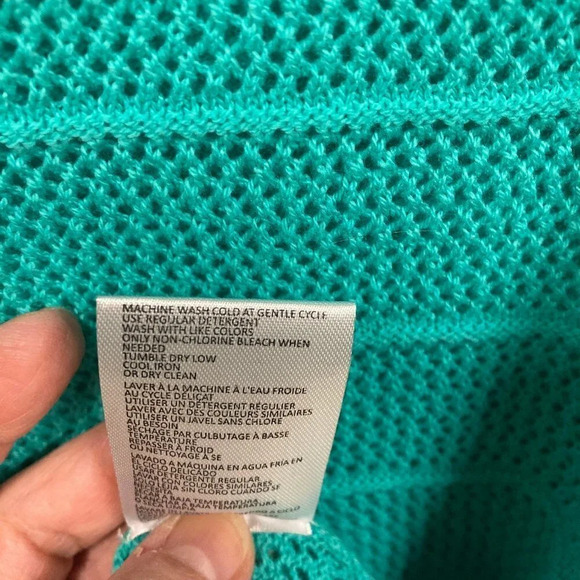 H by Halston Turquoise Pullover Knit Short Sleeve Boat Neck Sweater, Size M, NEW - Picture 9 of 12